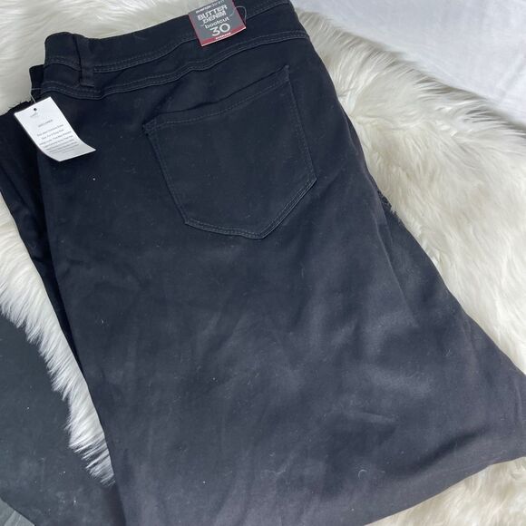 Avenue Butter Denim NWT Black Bootcut Jeans Scalloped Raw Hem Sz 30A - Picture 2 of 14